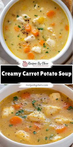 creamy carrot potato soup with chicken is an easy and delicious dinner that's ready in under 30 minutes