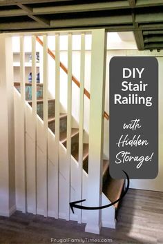 the stair railing with hidden storage underneath