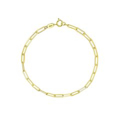 This 10k gold paper clip bracelet is the perfect way to finish your favorite outfits.Click on this JEWELRY & WATCHES GUIDE to learn about fit, styles, materials and more! Width: 2.1mm Metal: 10k gold Length: 7.25 in. Packaging: boxed Finish: polished Size: 7.25". Gender: female. Age Group: adult. Classic Everyday Bracelets With Spring Ring Clasp, Classic Tarnish Resistant Paperclip Link Bracelet, Classic Gold Bracelet With Paperclip Chain, Yellow Gold Paperclip Bracelet With Oval Link Box Chain, Classic Charm Bracelet With Cable Chain, Classic Yellow Gold Link Paperclip Bracelet, Yellow Gold Paperclip Bracelet With Oval Link, Formal Link Paperclip Bracelet With Lobster Clasp, Formal Paperclip Bracelet With Lobster Clasp