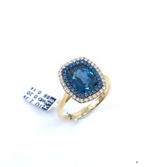 "Women's Halo Ring Solid 18k Yellow Gold Cushion Blue Topaz White Blue Diamonds Item: Ring Gift Box: Velvet Included Category: Precious Metal with Stones Condition: New with tags Metal: Gold 18k Stones: Natural White Diamonds 0.20 ct G/vs1 Natural Blue Diamonds 0.14 ct AAA Natural Cushion Blue Topaz 2.38 ct  Color: Yellow Gold Metal Purity: 18k (750) Gold Size: US 7.5 / EU 56 Serial: 1DA107362 Country/Region of Manufacture: Greece Brand: DL Certification: ADAMAS Handcrafted Ring Our jewelry are Blue Topaz Halo Ring, Natural Blue Diamond, Blue Diamonds, Gold Cushions, Natural Cushions, Handcrafted Rings, Halo Diamond Ring, London Blue Topaz, Precious Metal