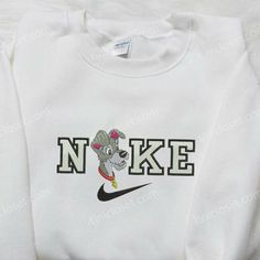 Tramp x Nike Embroidered Hoodie, Lady and the Tramp Embroidered Shirt, Nike Inspired Embroidered Shirt Custom Nike Hoodie, Nike Cartoon, Nike Inspired, Embroidered Apparel, Maroon Hoodie, Embroidered Shirts, Custom Nike, Shirt Nike, Nike Brand