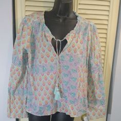 Anthropology Boho Mix Print Shirt New With Tags. This Had Very Muted Colors Of Mint Green, Blue And Pinky. Cute For The Summer . Anthropology, Mixing Prints, Muted Colors, Print Shirt, Shirt Color, Mint Green, Printed Shirts, Anthropologie, Mint