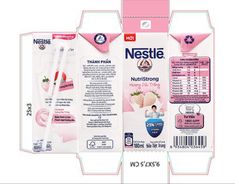 the packaging for nestle is pink and white