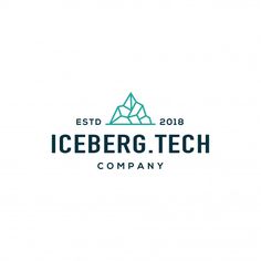 the iceberg tech company logo is shown on a white background with blue and green colors