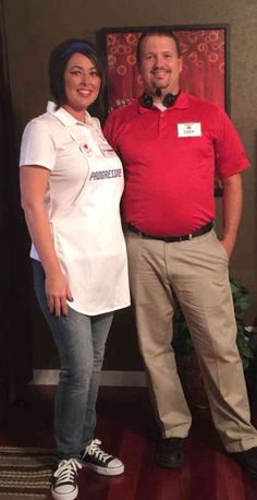 a man and woman standing next to each other