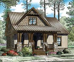 this is an artist's rendering of the small cabin style house plans for kids