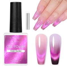 Makartt Cat Eye Gel Nail Polish with Magnet Stick, Temperature Changing Magnetic Nail Polish Gel, 10ML Cat Eye Gel Polish for Nails, Soak Off UV/LED Manicure Nail Art Designs DIY Salon Home Welcome to the Makartt Store , there are more different and preferential products waiting for you! Size: 10 mL.  Color: Multicolor. Glitter Nail Gel, Nail Polish Manicure, Uv Nail Polish, Magnetic Nail Polish, Cat Eye Gel Polish, Polish Manicure, Magnetic Nails, Nail Art Designs Diy, Cat Eye Gel