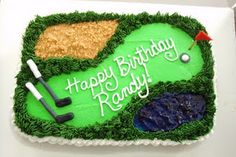 a birthday cake for a golf player with green frosting