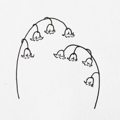 a drawing of five little birds sitting on top of each other's heads in the shape of a circle