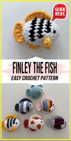 crochet fish pattern with text that reads, find the fish easy crochet pattern