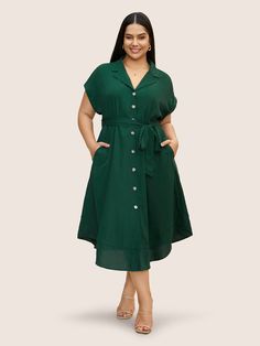 A-line Dress With Button Closure For Day Out, Mid-length Buttoned Dress For Work, Mid-length Dresses With Buttons For Work, Collared Dresses With Buttoned Pockets For Day Out, Green Knee-length Shirt Dress With Button Closure, A-line Shirt Dress With Buttons For Daywear, A-line Midi Dress With Buttons For Casual Wear, Midi Length Buttoned Shirt Dress For Casual Wear, Midi Length Buttoned Shirt Dress For Casual Days