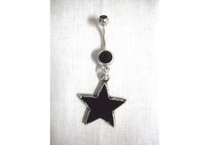 Cast Pewter BLACK STAR - Dark Star - Rock Star on 14g Dazzling Double Black Gem CZ Belly Ring Navel Stomach Piercings Belly Rings, Cute Septum Rings, Dream Piercings, Belly Piercings, Belly Button Piercing Jewelry, Septum Rings, Grunge Accessories, Belly Button Jewelry, Double Black