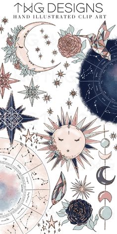 an illustrated book with stars and moon designs