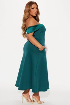 Available In Mauve And Hunter. Off Shoulder Midi Dress Off Shoulder Short sleeves Pockets Stretch Length = 49" Self: 90% Polyester 10% Spandex Contrast: 88% Polyester 12% Spandex Lining: 100% Polyester Imported | Fairy Godmother Off Shoulder Midi Dress in Hunter size 2X by Fashion Nova Midi Dress Off Shoulder, Off Shoulder Midi Dress, Dress Off Shoulder, Fairy Godmother, Godmother, Fashion Nova, Off Shoulder, Midi Dress, Short Sleeves