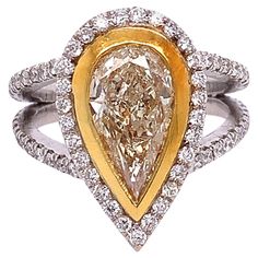 18K White and Yellow Gold Fancy Diamond: 2.02ct total weight. Diamond: 1.18ct total weight. Fancy Yellow Diamond, Gold Solitaire Ring, Steven Tyler, Sharon Stone, Contemporary Ring, Sarah Jessica, Fancy Diamonds, Sarah Jessica Parker, Diamond Gold