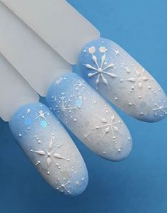 Christmas Nail Art Designs Snowflakes, Snowflake Nail, Nails Medium Length, Snowflake Nail Art, December Nails, Art Deco Nails