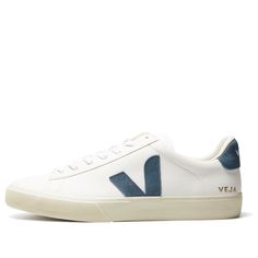 Veja Campo Chromefree Lace-Up Sneakers 'White Blue' CP0503121 Swag Shoes, Adidas Nike, Sneakers White, Navy And White, White Blue, Blue And White, Navy Blue, Lace Up