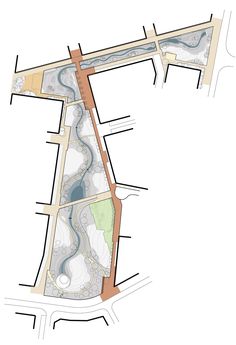 an aerial view of the site plan, with several different areas to be seen from above