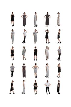 multiple images of people standing in different poses