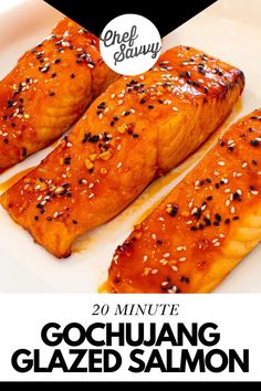 two salmons on a white plate with sesame seeds