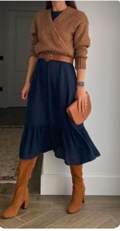 Blue Skirt Outfits, Adrette Outfits, Fest Outfits, Fashion Trends Winter, Classy Fashion, Trendy Fall Outfits, Thanksgiving Outfit, Lazy Day, 가을 패션