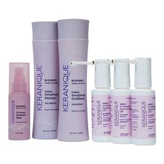 Keranique 90-Day Hair Regrowth Volumizing Kit  What It Is  Transform your hair from lackluster to luscious with Keranique's ultimate hair regrowth system. This system features shampoo, conditioner, a lift and repair spray, and a 90-day supply of regrowth spray, providing a complete solution for healthier-looking hair.   What You Get        8 fl. oz. Volumizing Shampoo     8 fl. oz. Volumizing Conditioner     2 fl. oz. Lift and Repair Spray     (3) 2 fl. oz. Regrowth Spray    What It Does  Shampo Body Conditioner, Towel Dry Hair, Regrow Hair, Blow Dry Hair, Soften Hair, Hair Rinse, Volumizing Shampoo, Hair Shine, Hair Regrowth