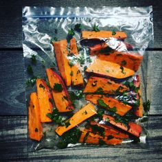 there are carrots and parsley on the foil