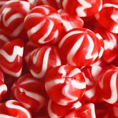 red and white candies are piled together