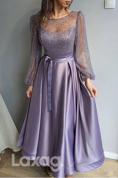 17783 - Scoop Sequins Long Sleeves A-line Long Formal Evening Dress|LAXAG Purple A-line Fit And Flare Dress, Purple A-line Dress For Banquet, Purple A-line Banquet Dress, Fall A-line Dress For Banquet, Fall A-line Midi Dress For Evening, Fall Evening A-line Midi Dress, A-line Fit And Flare Midi Dress For Banquet, Fall A-line Evening Dress, Purple Fit And Flare A-line Dress