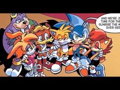 an image of sonic the hedgehog and other cartoon characters in front of a comic strip