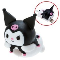 a cute little black and white animal with pink eyes on it's head is attached to a usb stick