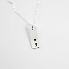 Tiny Semicolon - Sterling Silver Necklace - Completely Hammered Small Business Gift Ideas, Business Gift Ideas, Mens Sterling Silver Necklace, Selling Handmade Items, Fabric Pouch, Jewelry Catalog, Badass Style, Swarovski Crystal Beads, Awesome Gifts