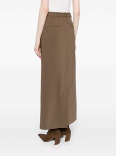 Find JNBY Tailored Full-length Skirt on Editorialist. brown wool blend tailored cut mid-rise belt loops concealed front hook and zip fastening slip pockets to the sides two rear welt pockets ankle-length straight hem Full Length Skirts, Welt Pockets, Welt Pocket, Ankle Length, Wool Blend, Mid Rise, Full Length, Top Brands, Luxury Fashion