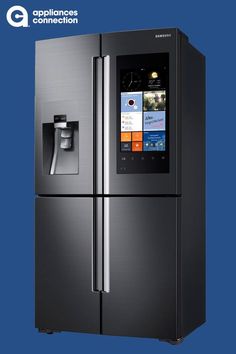 an appliance ad for samsung refrigerators with the image of a phone on it