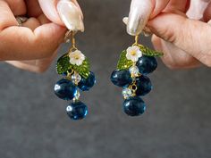 Blueberries Earrings, Fruit Earrings, Blueberry Cluster Earrings, Resin Berries Drop Earrings, Food Earrings - Etsy Masc Cottagecore, Nature Inspired Accessories, Fashion Top Outfits, Fruit Earrings, Earrings Resin, Diy Hair Bows, Diy Crafts Jewelry