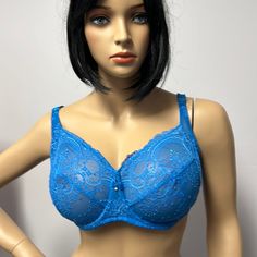 N Condition Wacoal Bra S 38g.This Is Sexy.It Is In A See Through Blue Nylon In A Floral Pattern.There Is A Hanging Down From Between The Breast Line.The Straps Are Adjustable And The Band Has A Lot Of Stretch To It.There Are Blue Bows At The Shoulders Area.This Is An Underwire Non Padded Bra Blue Full Coverage Bra With Medium Bust Support, Blue Bra With Medium Bust Support And Stretch, Blue Bra With Medium Bust Support, Blue Full Coverage Bra With Medium Support, Fitted Blue Bra With Lined Body, Fitted Blue Bra With Medium Bust Support, Elegant Stretch Blue Bra, Blue Stretch Bra With Medium Bust Support, Fitted Blue Bra With Padded Cups