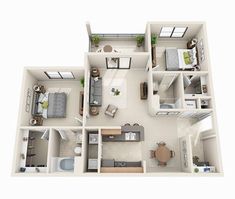 the floor plan of a two bedroom, one bath apartment with an attached kitchen and living room