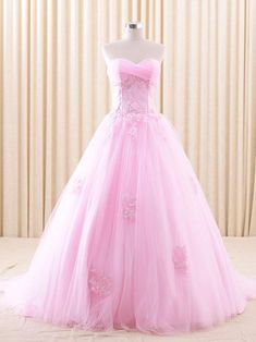 Strapless Pink Lace Ball Gown Dress – JoJo Shop Lace Ball Gown Wedding Dress, Pink Lace Skirt, Ball Gown Prom Dress, Wedding Dresses Lace Ballgown, Gown Pink, Pink Ball Gown, Ball Gown Dress, Lace Ball Gowns, Pink Wedding Dresses