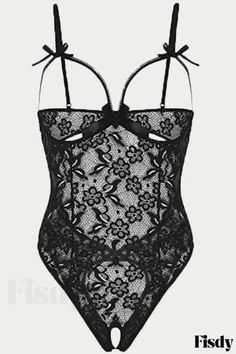 Fisdy - Impresionantes Picardías de Lencería Transparente Negro Sólido con Diseño Ahuecado Leopard Lingerie, Open Bra, Lingerie Plus Size, Teddy Lingerie, Best Lingerie, Bedroom Wardrobe, Bodysuit Lingerie, Lace Lingerie Set, Style Noir