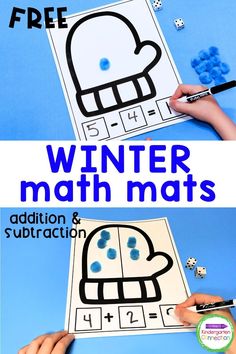 winter math mats for kids to practice addition and subtraction