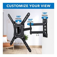 the full motion articulating tv wall mount is shown with instructions to adjust it