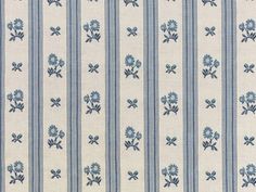 blue and white striped fabric with flowers on it