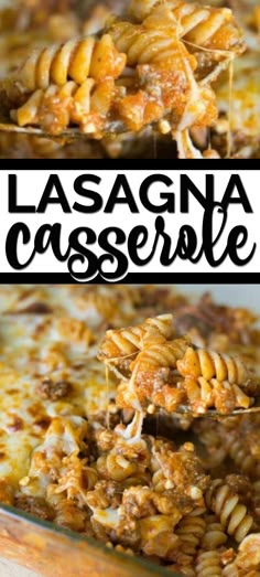 lasagna casserole with meat and cheese in a glass dish