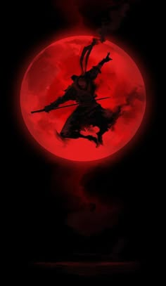 the poster for an upcoming action movie, with a red moon in the background and a silhouette