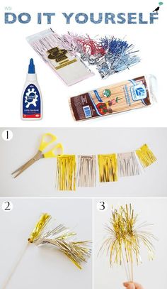 the instructions for how to make a diy streamer with straws and glue