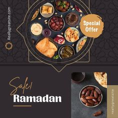 an advertisement for the sale of ramadan items in arabic style, on a black background