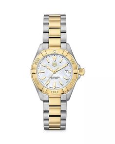 TAG Heuer - Aquaracer Watch, 27mm Tag Huer Female Watch, Tag Huer, Tag Heuer Aquaracer, Tag Heuer Watch, Gold Watches Women, Tag Heuer, Gold Watch, Womens Watches, Jewelry Accessories