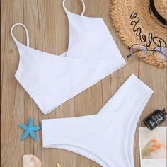 White Bikini Set From Shein Size: Medium New Never Worn White Seamless Swimwear For Beach, White Seamless Swimwear For Summer, White Seamless Swimwear For Vacation, White Seamless Triangle Tankini, White Seamless Summer Swimwear, Seamless White Summer Swimwear, White Seamless Sleeveless Tankini, White Summer Tankini For Sunbathing, White Tankini For Pool And Beach Season