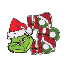 the grin face with santa's hat is next to the word hug spelled in red and green letters