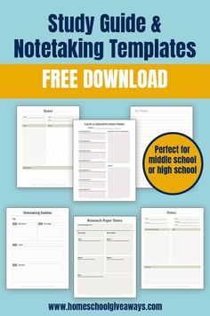 the free study guide and notebook templates for high school students